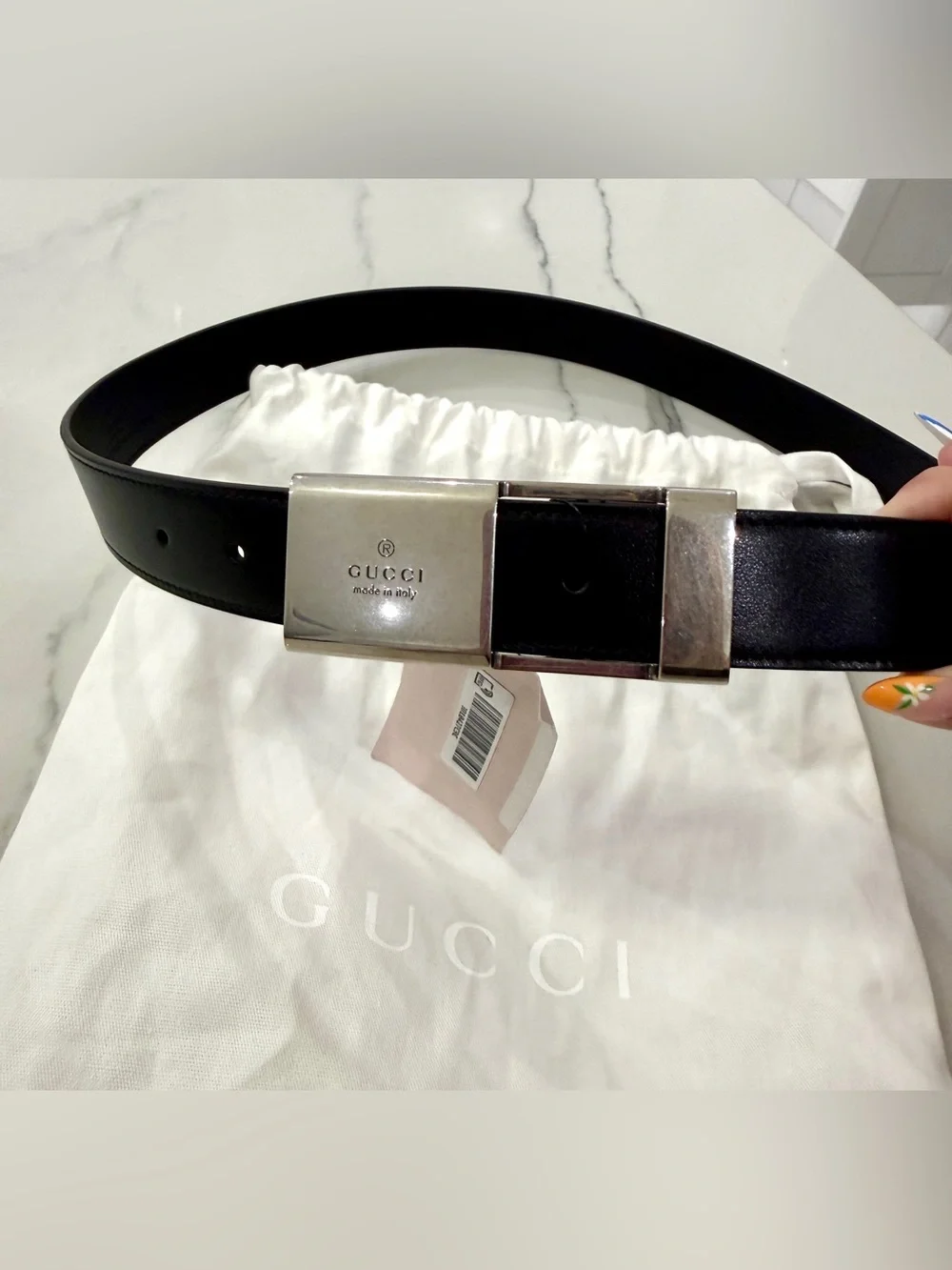 Gucci Logo Engraved Buckle Belt